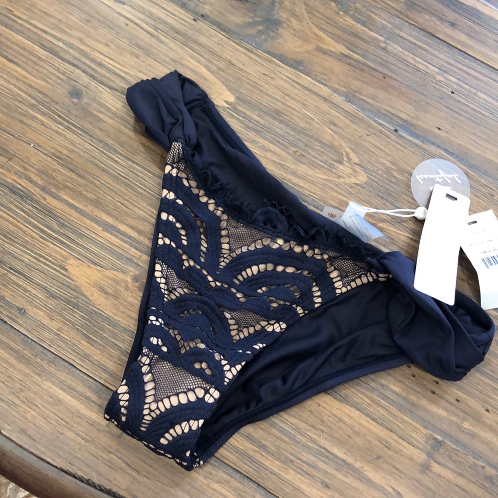 Pily q nautica lace fanned full navy bikini bottom